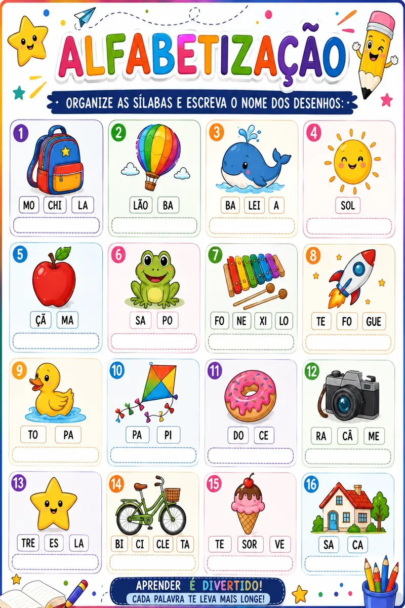 Amostra de atividade 1 do Kit Completo de Alfabetização